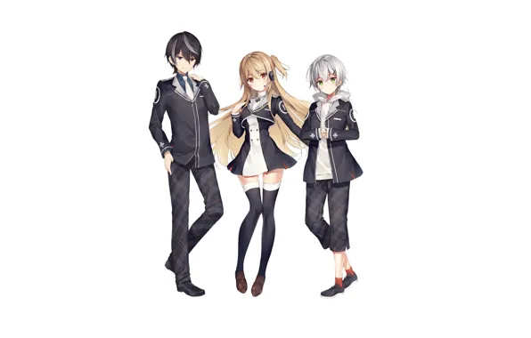 Girl, white background, boys