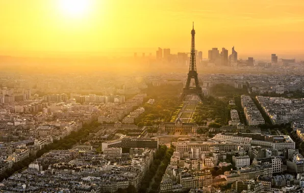 Picture France, Paris, The city, View, Height, Landscape, Skyscrapers, Eyfeleva Tower
