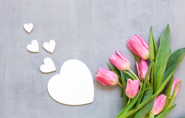 Love, flowers, heart, bouquet, tulips, love, pink, heart