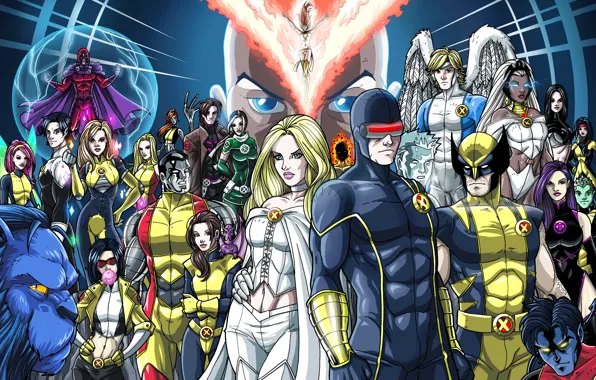 Picture Wolverine, X-Men, Storm, phoenix, Magneto, Professor X, Cyclops, Beast