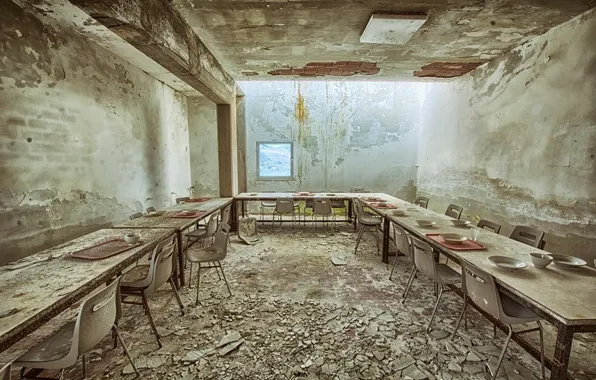 Chairs, tables, dining room