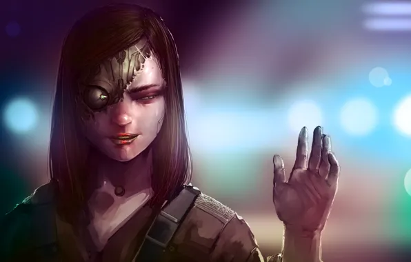 Girl, fiction, figure, skull, art, sake, girl, cyborg