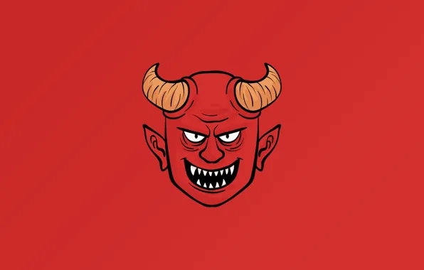 Picture demon, Devil, horns, minimalism, digital art, artwork, fantasy art, simple background
