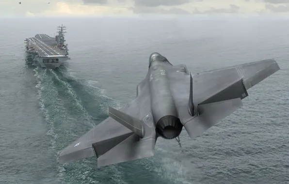 Picture the carrier, landing, f-35A