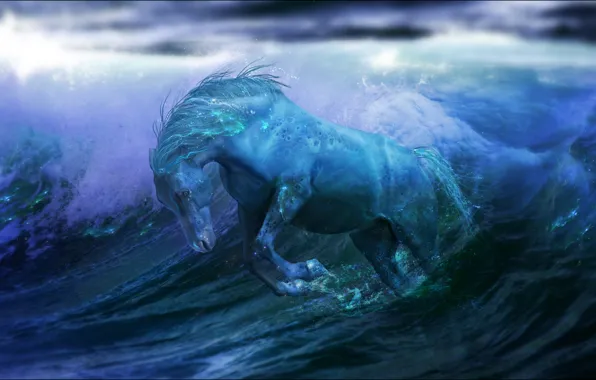 Wave, water, fiction, the ocean, horse, fantasy, ocean, water