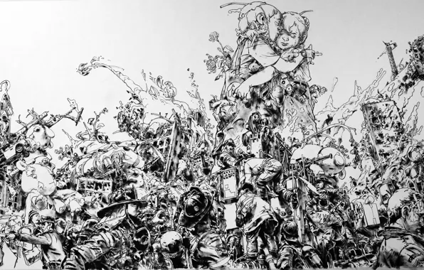 Picture white, black, art, Kim Jung Gi