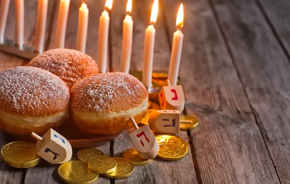 Letters, candles, donuts