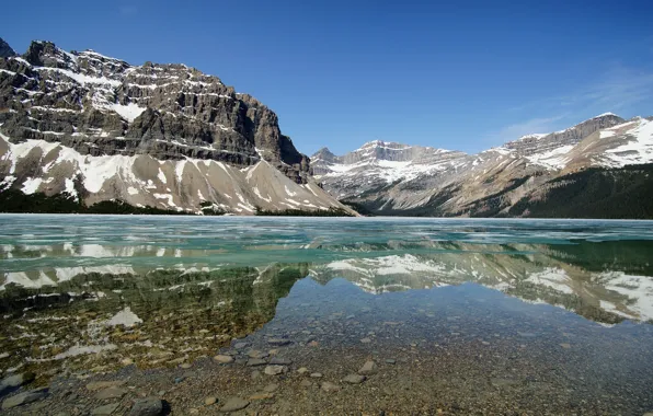 Ice, winter, mountains, lake, Canada, Banff National Park