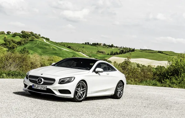 Mercedes-Benz, The sky, Auto, White, Machine, Mercedes, Day, Coupe