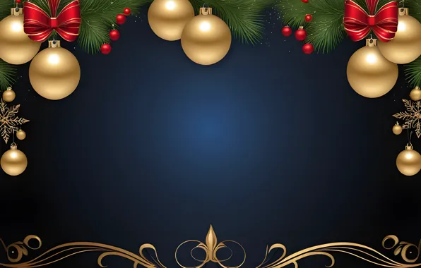 Balls, snowflakes, branches, pattern, graphics, Christmas, red, New year