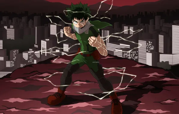 Anime, art, guy, Boku no Hero Academy, Midori Isuku, My heroic academia
