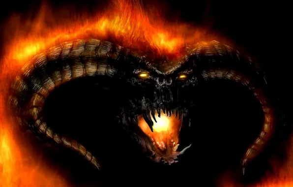 Fire, monster, the Lord of the rings, fantasy, Barlok