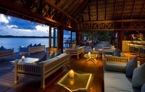 The ocean, club, the evening, bar, restaurant, The Maldives, resort, Bungalow