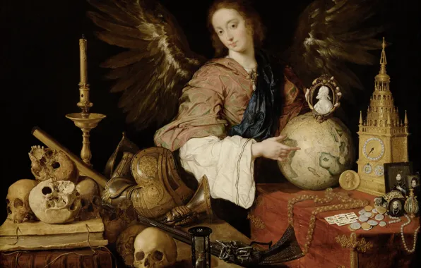 Picture oil, painting, Allegory of Vanity, Antonio de Pereda