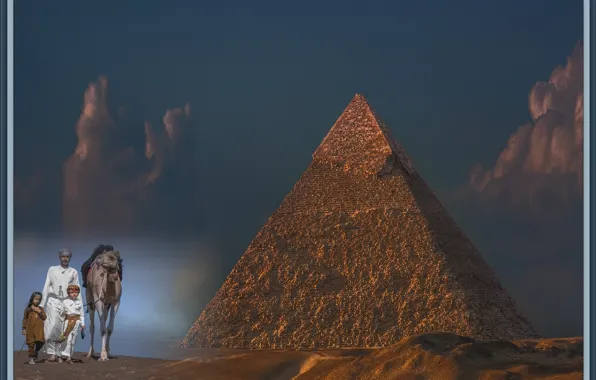 People, camel, pyramid, Egypt, ART, Art, tourism, Egypt