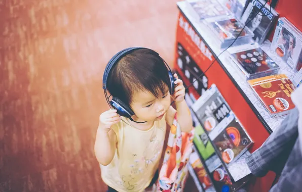 Picture music, boy, headphones
