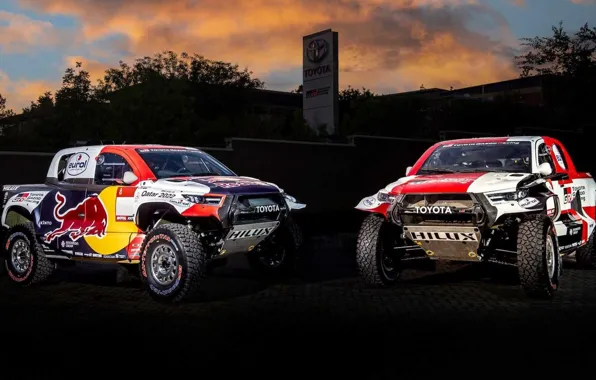 Picture SUV, SUV, Toyota, Toyota GR DKR Hilux T1, Dakar-2022, two cars