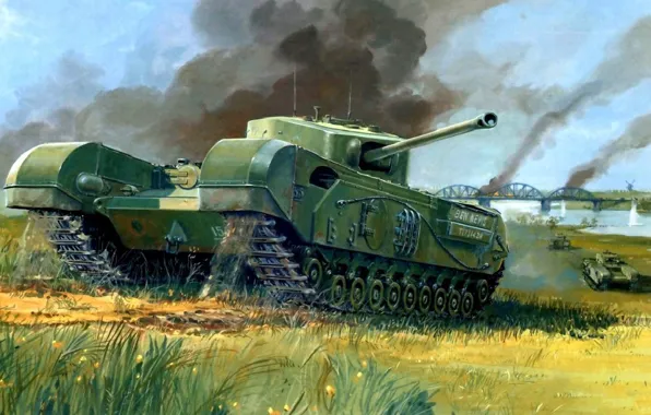 Picture bridge, war, figure, tank, Churchill, Mk IV, Infantry tank