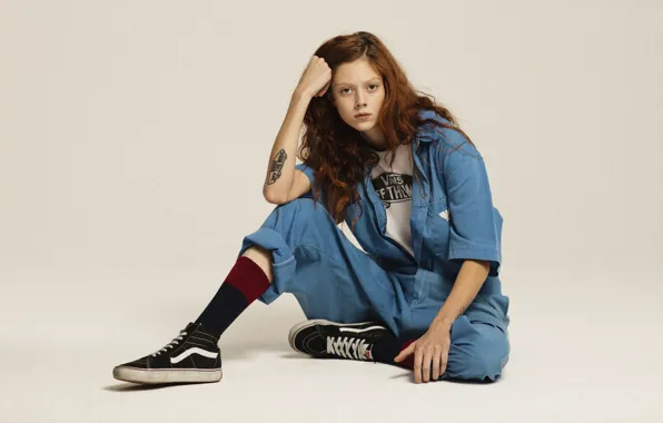 Girl, hair, Vans, direct gaze