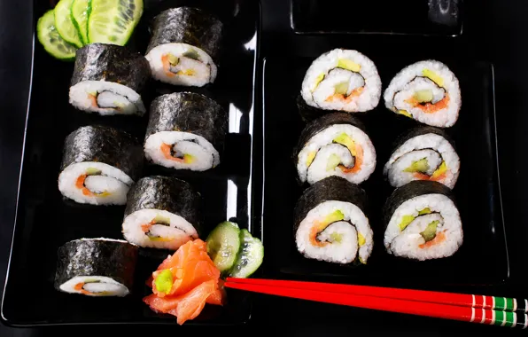Sticks, Japan, kitchen, background, sushi, rolls, seafood, seafoods