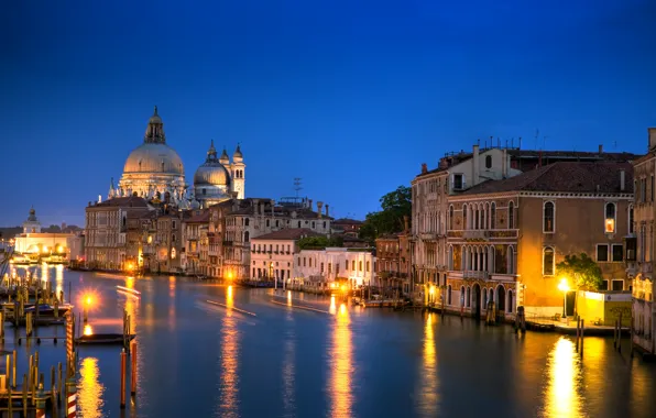 Picture building, home, the evening, lighting, Italy, Venice, architecture, The Grand canal
