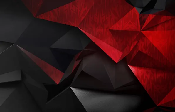 Red, abstraction, background, black, triangles, form