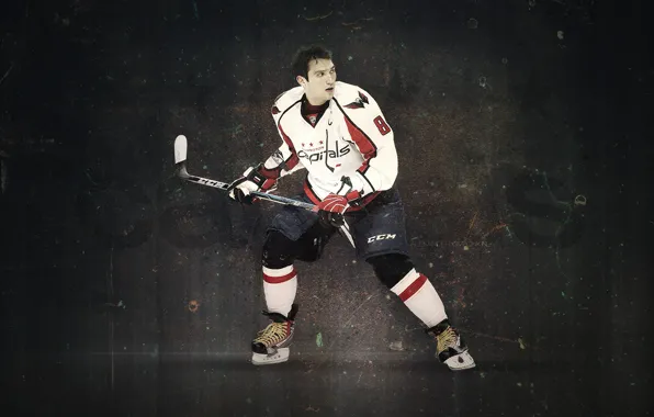 Picture stick, hockey player, skates, Alexander, Washington Capitals, Ovechkin