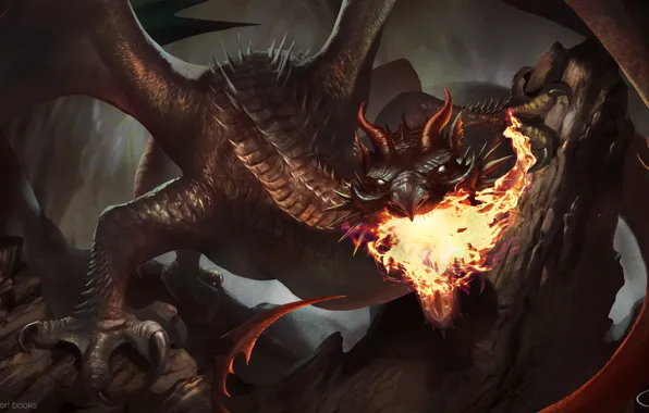 Fantasy, dragon, fire-breathing