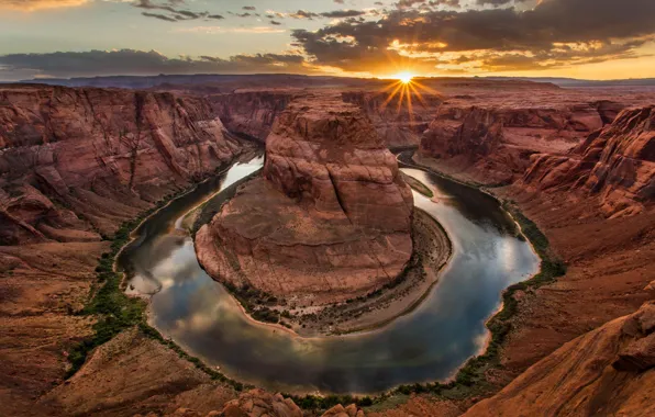 Picture landscape, river, height, canyon, Arizona, Horseshoe Bend in Paige