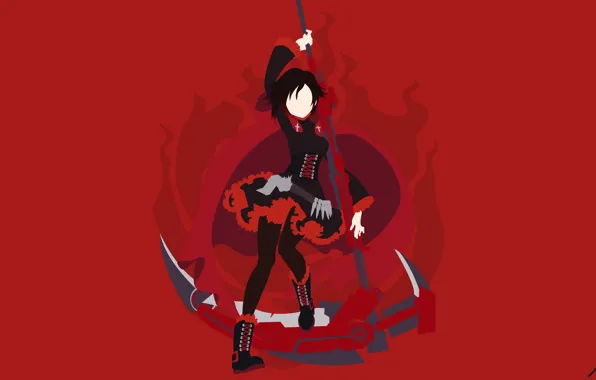 Picture girl, minimalism, braid, red background, RWBY