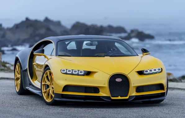 Bugatti, yellow, Chiron
