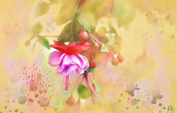 Flower, flowers, yellow, background, figure, graphics, treatment, light