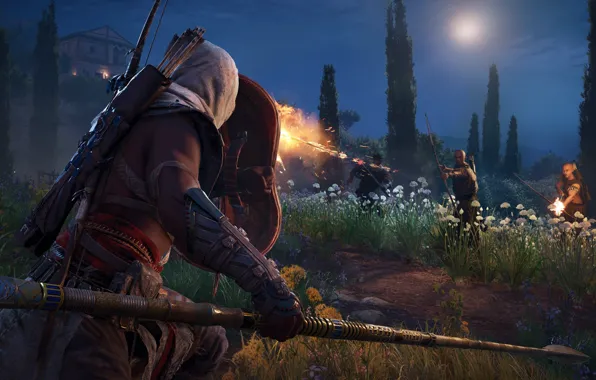 Picture game, weapon, man, fight, Assassin's Creed, assassin, bow, shield