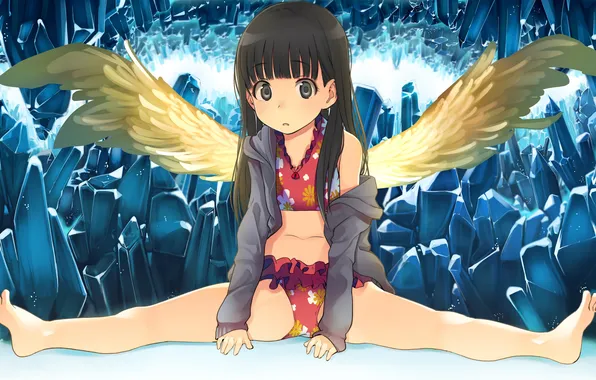 Look, girl, wings, surprise, angel, art, santa, amagami