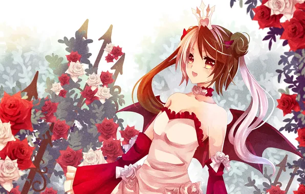 Picture roses, Girl, crown, tails