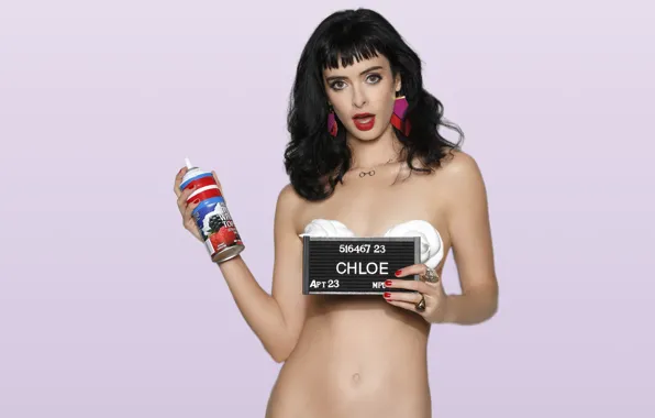 Actress, brunette, beautiful, Topless, Krysten Ritter, Kristen Ritter, whipped cream