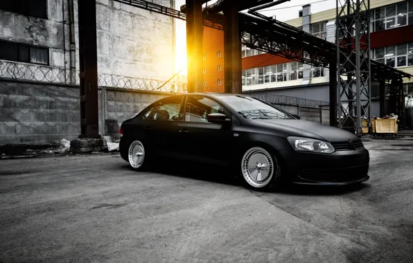 Picture Volkswagen, stance, Polo, bagged, pneuma, ekaterinburg, airlift, polosedan