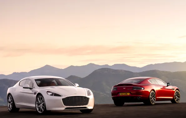 Machine, Aston Martin, two, red, white, Fast S