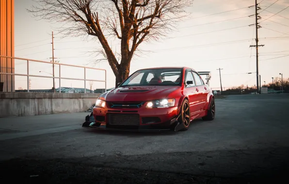 Picture Mitsubishi, Lancer, Autumn, Sedan, RED, Evolution 9