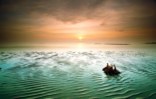 Sea, the sky, landscape, night