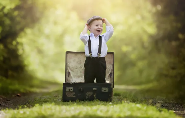 Forest, joy, children, childhood, Park, emotions, child, boy