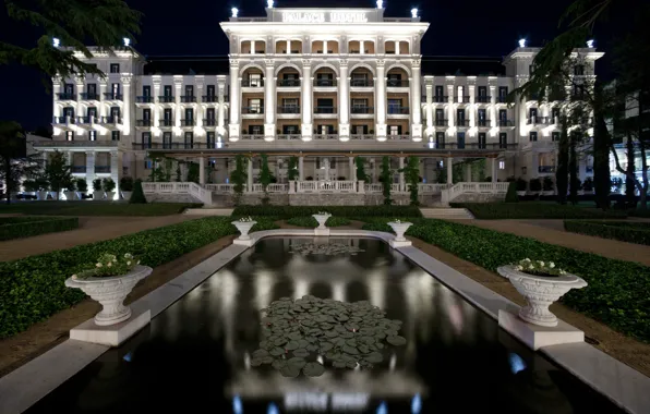 Night, the hotel, hotel, palace, Slovenia, slovenia, Palace, Portoroz