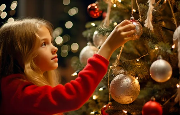 Holiday, toys, Christmas, girl, New year, new year decorations, AI art, neural network