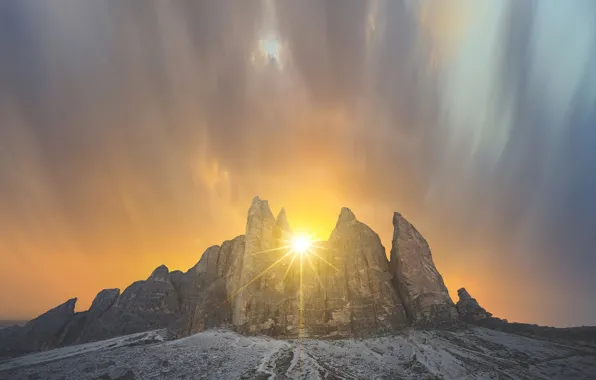 The sky, the sun, landscape, mountains, nature, beauty