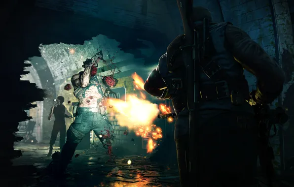 Blood, zombies, soldiers, the tunnel, Zombie Army 4: Dead War