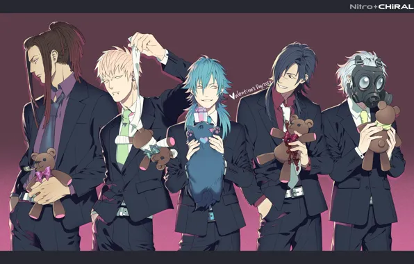 Picture toy, costume, tie, gas mask, guy, Clear, DRAMAtical Murder, Koujaku