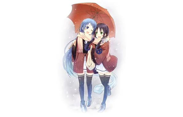 Girls, umbrella, scarf, Kantai Collection, Naval Collection
