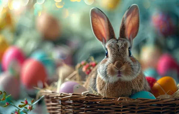 Holiday, eggs, spring, rabbit, Easter, painted, eggs, AI art
