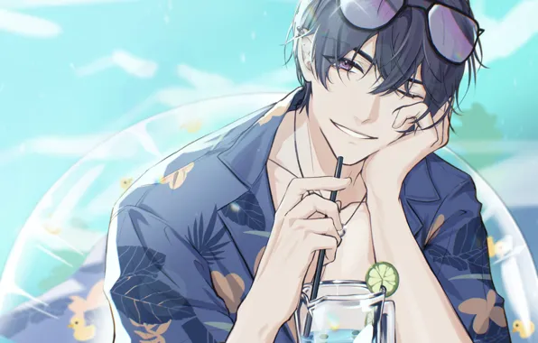 Wallpaper summer, round, guy, lemonade, Tears of Themis, Marius von