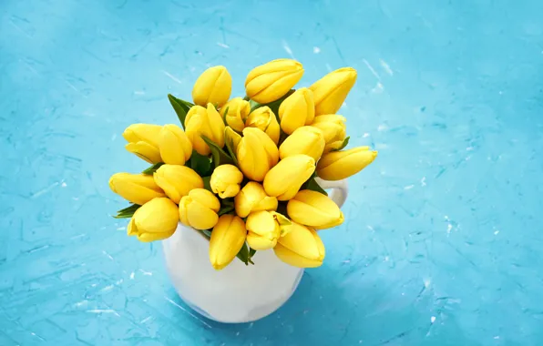 Picture flowers, bouquet, yellow, tulips, fresh, yellow, flowers, tulips